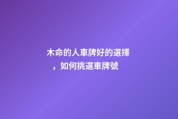 木命的人車牌好的選擇，如何挑選車牌號